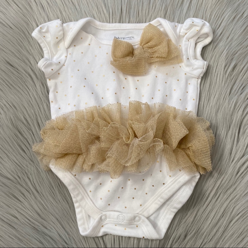 FIRST IMPRESSIONS Polka Dot Bodysuit with Tutu